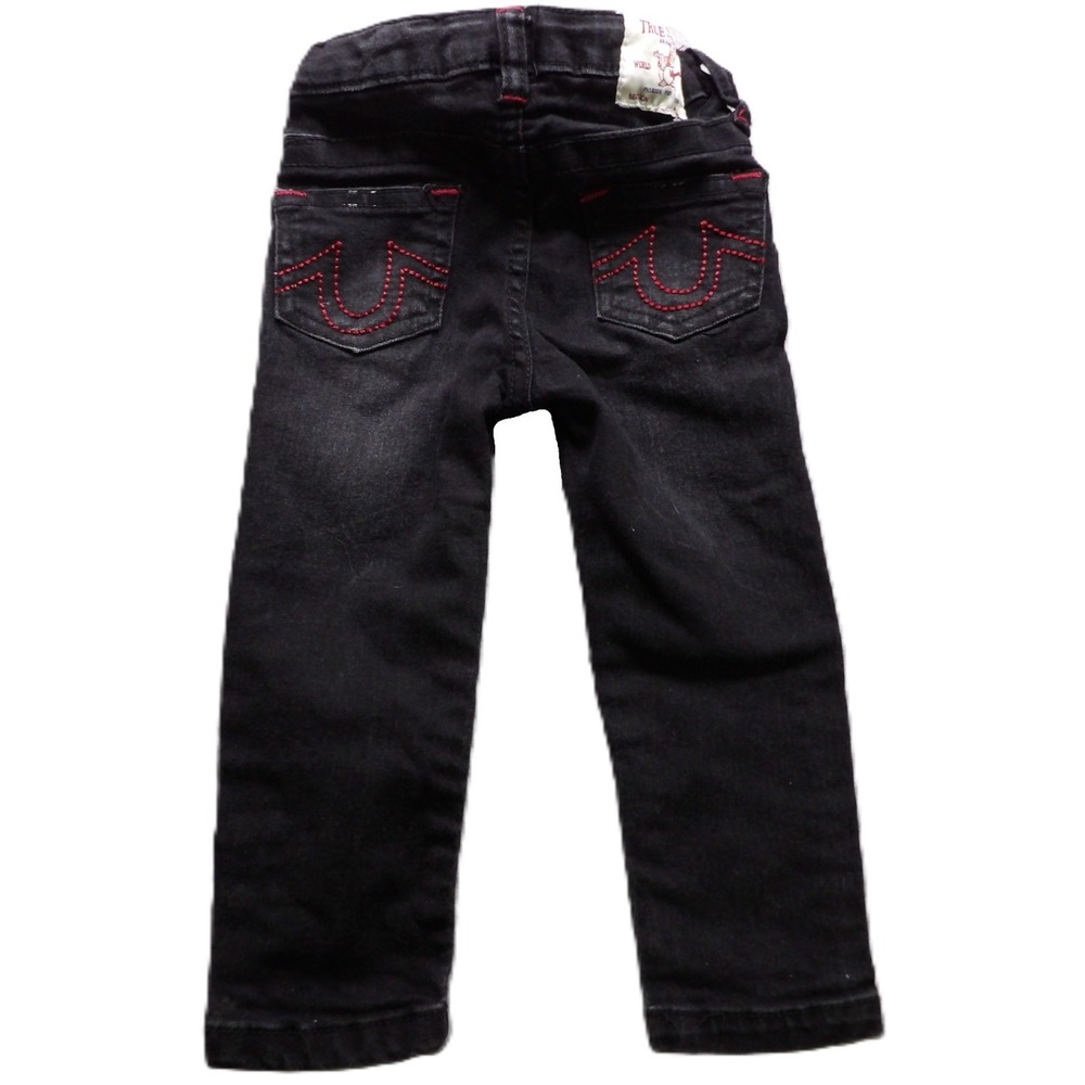 True Religion Toddler Boy 24M Black Jean Red Stitch Horseshoe Pocket Denim Pants
